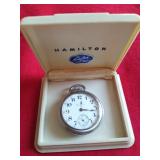 Hamilton pocket watch, 17 jewels, needs work