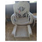 Wicker chair and ottoman 40 x 30 x 25