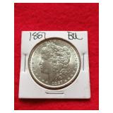 1887 Morgan silver dollar BU