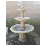 3 tier concrete bird bath fountain, has a big