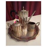 Godinger silverplate tea server set 14" tray