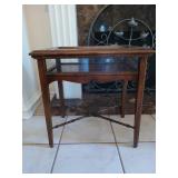 Wood display table with glass inserts 21x21x14.5