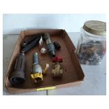 Assorted fittings, water hose fittings, 3/4 in