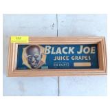 Black Joe juice grapes advertisement in frame,