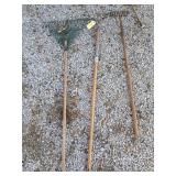 Three assorted rakes
