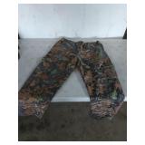 Pair of large camo hunting pants, elastic is a