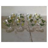 12 hand painted goblets, ivy pattern?