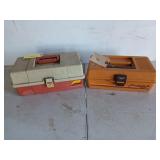 Two fishing tackle boxes, Plano is 6x13, Fenwick