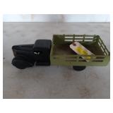 Antique metal toy truck, 12 in, with green bed