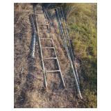 Galvanized poles / ladders/etc, 8 pieces total