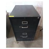 Black two drawer filing cabinet, 29x25x18 in, no