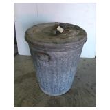 Galvanized metal trash can with days of the week