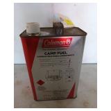 Coleman camp fuel 1 gallon container, about 3/4