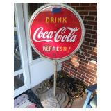 Porcelain Coca-Cola lollipop sign, double sided,
