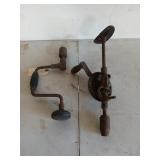 Two antique hand drills, one is labeled Yankee,