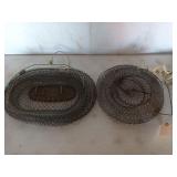 Two collapsible wire fish baskets, one is 12 in
