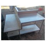 L-shaped stainless steel table 42 x 27x42, 42 x