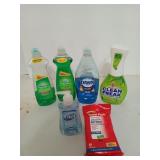 Assorted soaps/cleaning supplies includes half a