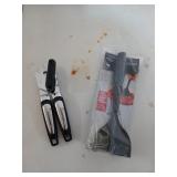 Can opener and meat chopper spatula