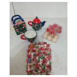 Christmas decor, gift bag tags, and small round