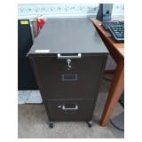 Two drawer rolling file cabinet, with key,