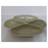 Green California Pottery divided serving dish