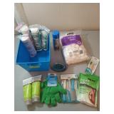 Blue tub filled with foot scrub / pedicure