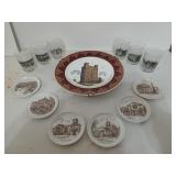 Castle themed glasses and plates, includes six