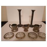 Two, 10 inch silver plate candlesticks, four