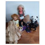 Box of dolls. Includes ET, Anne Geddes baby doll