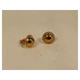 Pair of 14 karat gold stud earrings, marked Carla