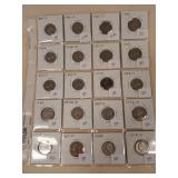 20 Jefferson nickels, from 1940 to 1958, see