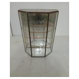 Three tier glass knick knack shelf, 11 in tall,