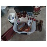 Tote filled with assorted decor, including fall