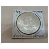 1968  Mexican 25 pesos Olympic silver coin, 72%
