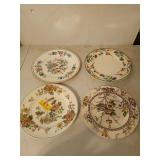 Four fancy floral plates, all made in England,