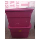 Two pink storage containers with lids