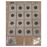 17 Jefferson nickels, all 1953-S