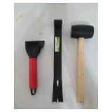 Three tools, new or like new, includes a rubber