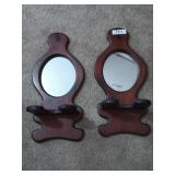 Pair of wall mounted oil lamp holders, "shelf