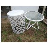 Two patio side tables, metal is 22 in tall,