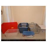 Assorted storage containers / laundry hampers,