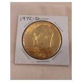 1972 - D Eisenhower dollar MS-60 / 24 karat gold