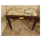 Piano stool with flower upholstered cushion,