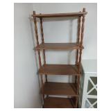 Five tier wooden trinket shelf, 52x12x24 in