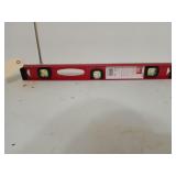 New, red, aluminum level, 24 in