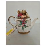 Fitz and Floyd 7 in teapot, Christmas winter