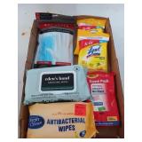Flat of assorted wet wipes, all new packages,
