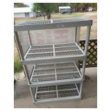 Plastic four tier shelving unit, 60x36x 24 in