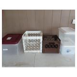 Assorted storage containers, including two milk